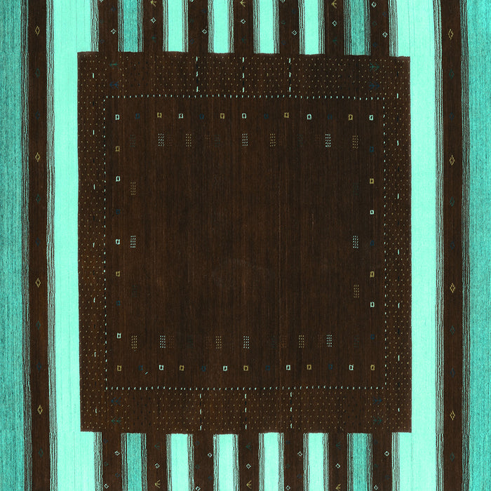 Square Abstract Turquoise Contemporary Rug, con2306turq
