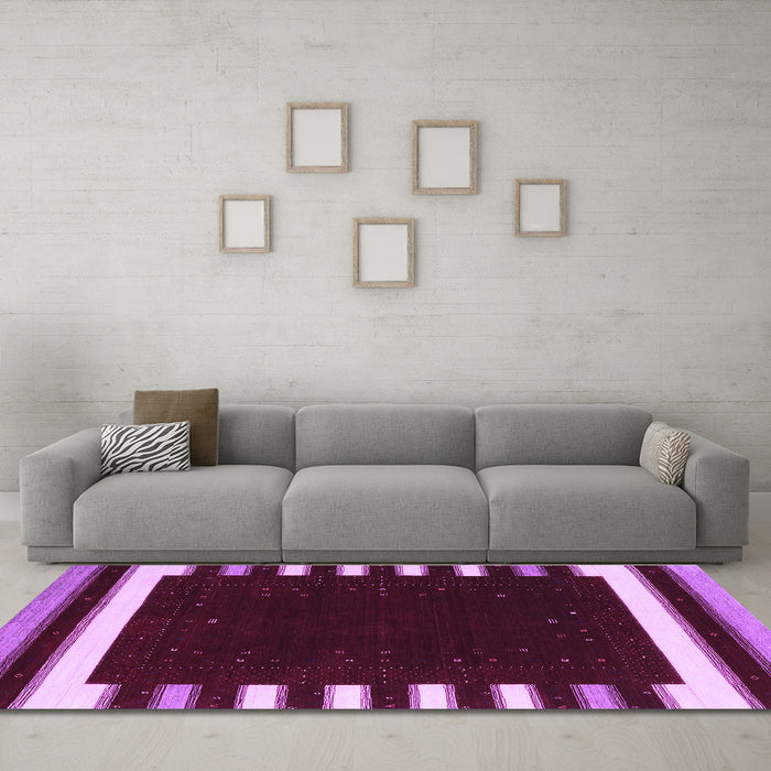 Machine Washable Abstract Purple Contemporary Area Rugs in a Living Room, wshcon2306pur