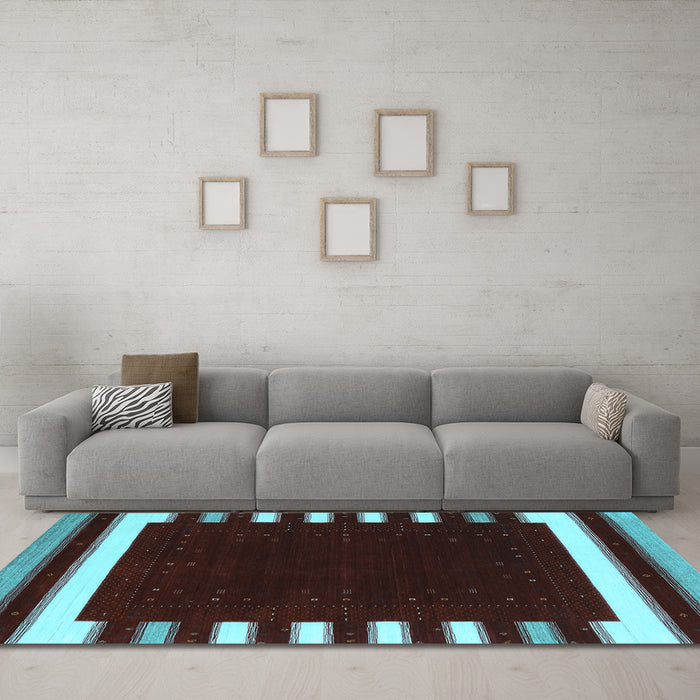 Machine Washable Abstract Light Blue Contemporary Rug in a Living Room, wshcon2306lblu