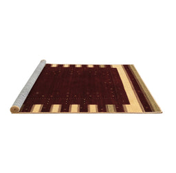 Sideview of Machine Washable Abstract Brown Contemporary Rug, wshcon2306brn