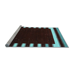 Sideview of Machine Washable Abstract Light Blue Contemporary Rug, wshcon2306lblu