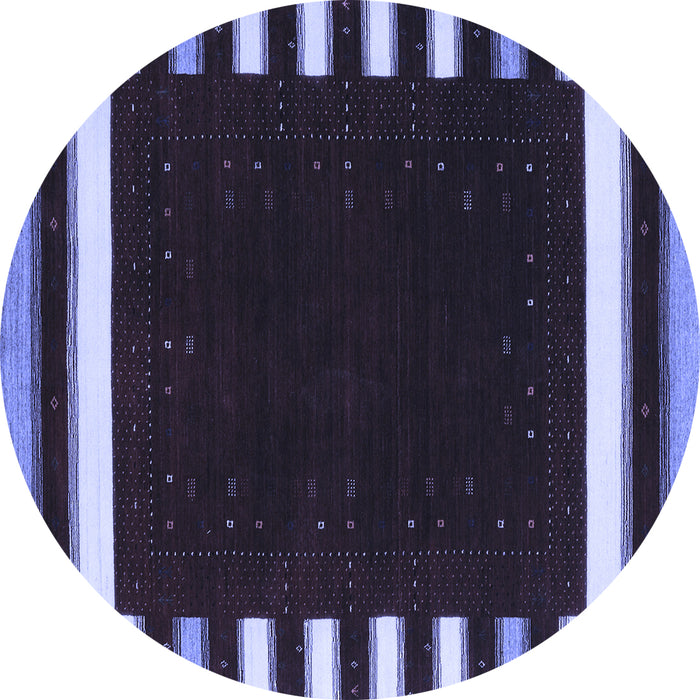 Round Abstract Blue Contemporary Rug, con2306blu