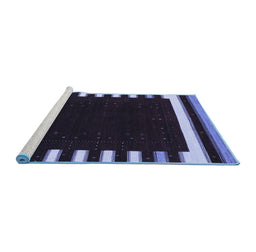 Sideview of Machine Washable Abstract Blue Contemporary Rug, wshcon2306blu
