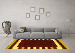 Machine Washable Abstract Yellow Contemporary Rug in a Living Room, wshcon2306yw