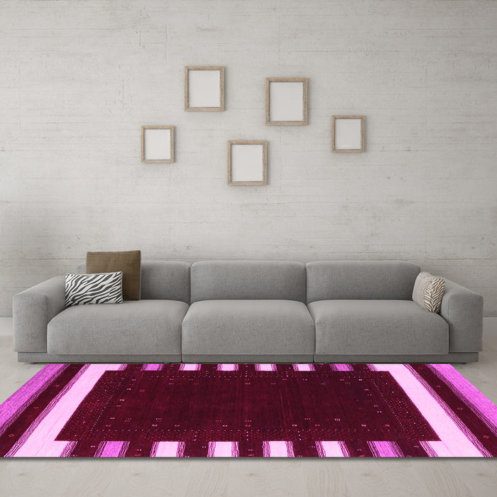 Machine Washable Abstract Pink Contemporary Rug in a Living Room, wshcon2306pnk