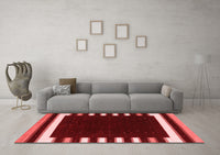 Machine Washable Abstract Red Contemporary Rug, wshcon2306red