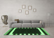 Machine Washable Abstract Emerald Green Contemporary Area Rugs in a Living Room,, wshcon2306emgrn