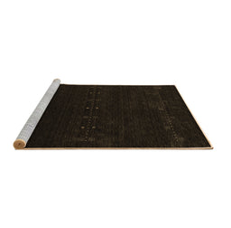 Sideview of Machine Washable Abstract Brown Contemporary Rug, wshcon2307brn