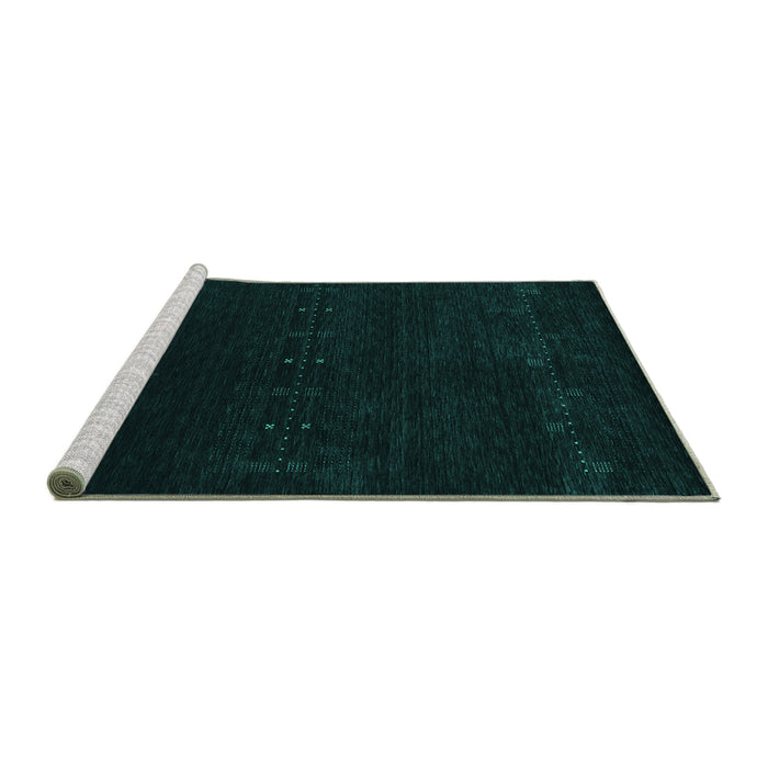 Sideview of Machine Washable Abstract Turquoise Contemporary Area Rugs, wshcon2307turq