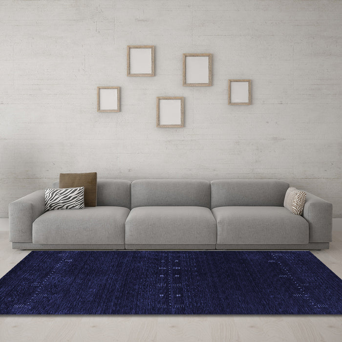 Machine Washable Abstract Blue Contemporary Rug in a Living Room, wshcon2307blu