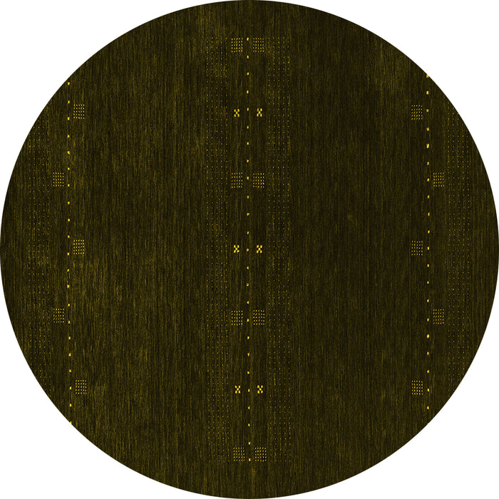 Round Abstract Yellow Contemporary Rug, con2307yw