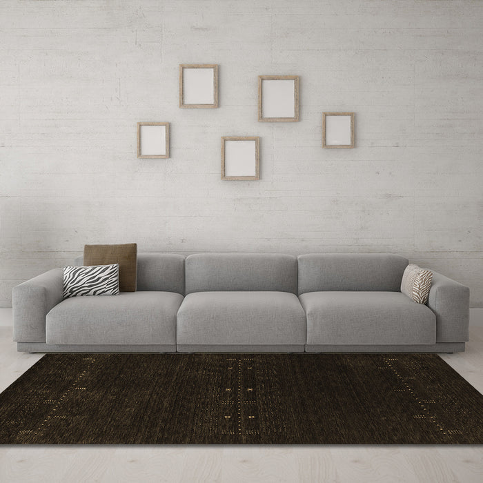 Machine Washable Abstract Brown Contemporary Rug in a Living Room,, wshcon2307brn
