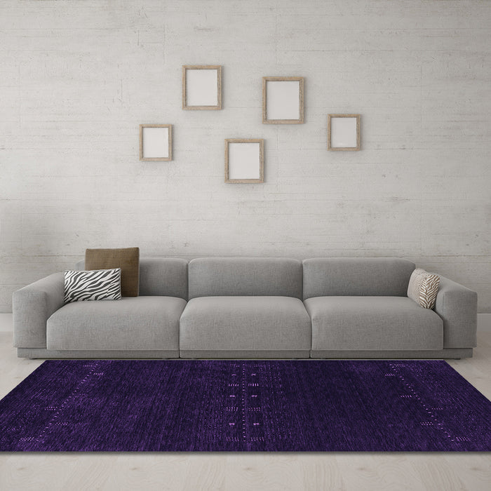 Machine Washable Abstract Purple Contemporary Area Rugs in a Living Room, wshcon2307pur