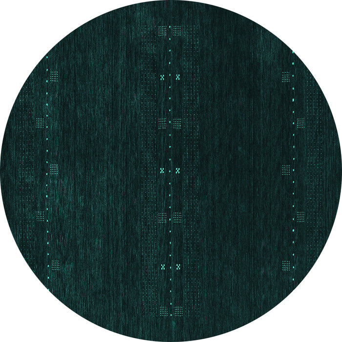 Round Machine Washable Abstract Turquoise Contemporary Area Rugs, wshcon2307turq