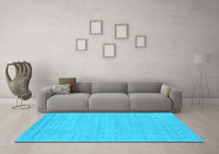 Machine Washable Abstract Light Blue Contemporary Rug, wshcon2308lblu