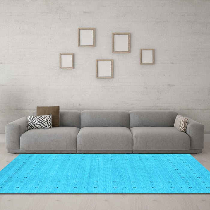 Machine Washable Abstract Light Blue Contemporary Rug in a Living Room, wshcon2308lblu