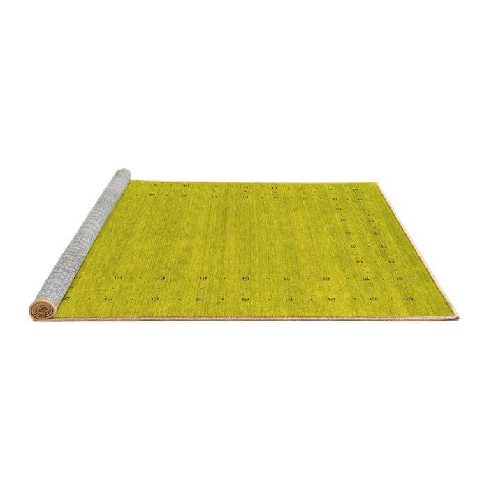 Sideview of Machine Washable Abstract Yellow Contemporary Rug, wshcon2308yw