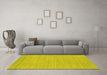 Machine Washable Abstract Yellow Contemporary Rug in a Living Room, wshcon2308yw