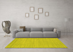 Machine Washable Abstract Yellow Contemporary Rug in a Living Room, wshcon2308yw