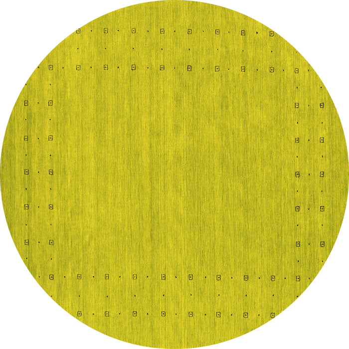 Round Abstract Yellow Contemporary Rug, con2308yw