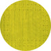 Round Abstract Yellow Contemporary Rug, con2308yw