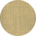 Round Abstract Brown Contemporary Rug, con2308brn