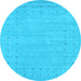 Round Machine Washable Abstract Light Blue Contemporary Rug, wshcon2308lblu