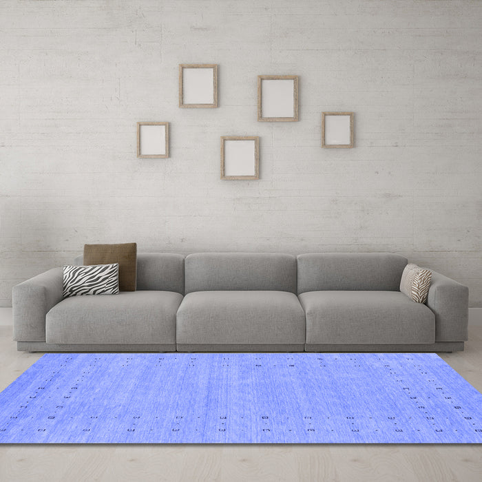 Machine Washable Abstract Blue Contemporary Rug in a Living Room, wshcon2308blu