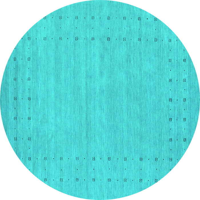 Round Abstract Turquoise Contemporary Rug, con2308turq