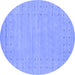 Round Abstract Blue Contemporary Rug, con2308blu