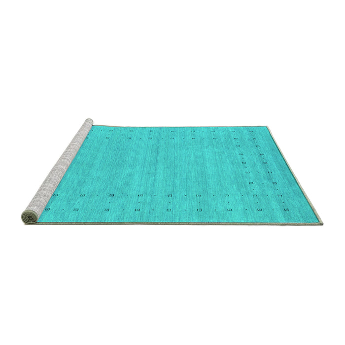 Sideview of Machine Washable Abstract Turquoise Contemporary Area Rugs, wshcon2308turq