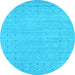 Round Abstract Light Blue Contemporary Rug, con2308lblu