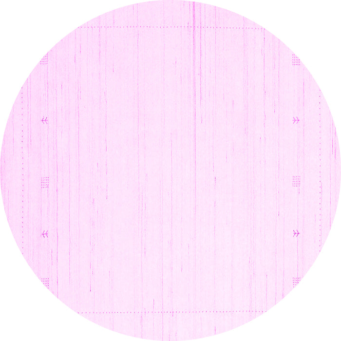 Round Machine Washable Solid Pink Modern Rug, wshcon2309pnk