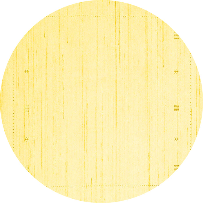 Round Machine Washable Solid Yellow Modern Rug, wshcon2309yw