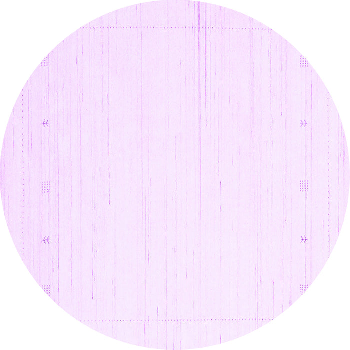 Round Machine Washable Solid Purple Modern Area Rugs, wshcon2309pur