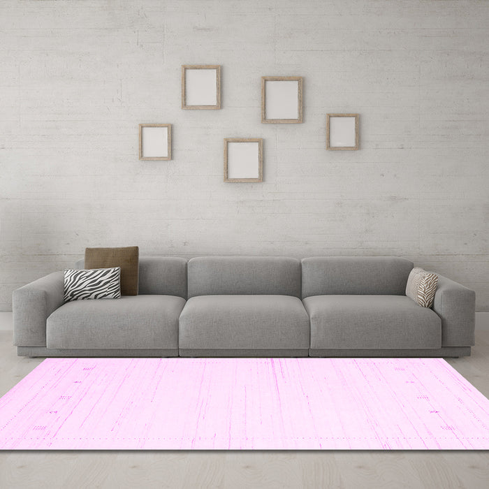 Machine Washable Solid Pink Modern Rug in a Living Room, wshcon2309pnk