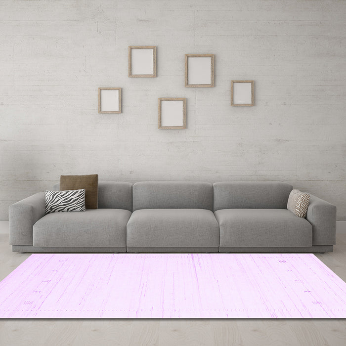 Machine Washable Solid Purple Modern Area Rugs in a Living Room, wshcon2309pur