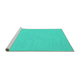 Sideview of Machine Washable Abstract Turquoise Contemporary Area Rugs, wshcon230turq