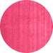 Round Abstract Pink Contemporary Rug, con2310pnk