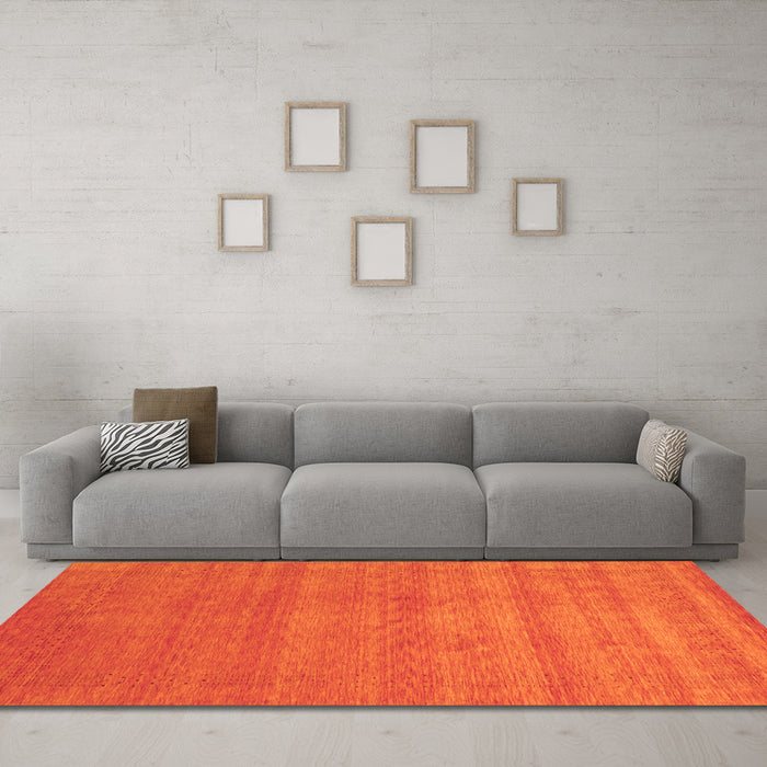 Machine Washable Abstract Orange Contemporary Area Rugs in a Living Room, wshcon2310org