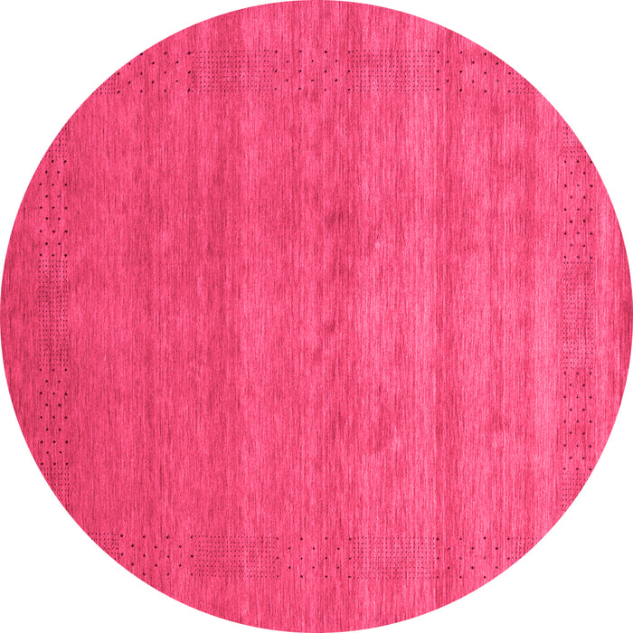 Round Machine Washable Abstract Pink Contemporary Rug, wshcon2310pnk