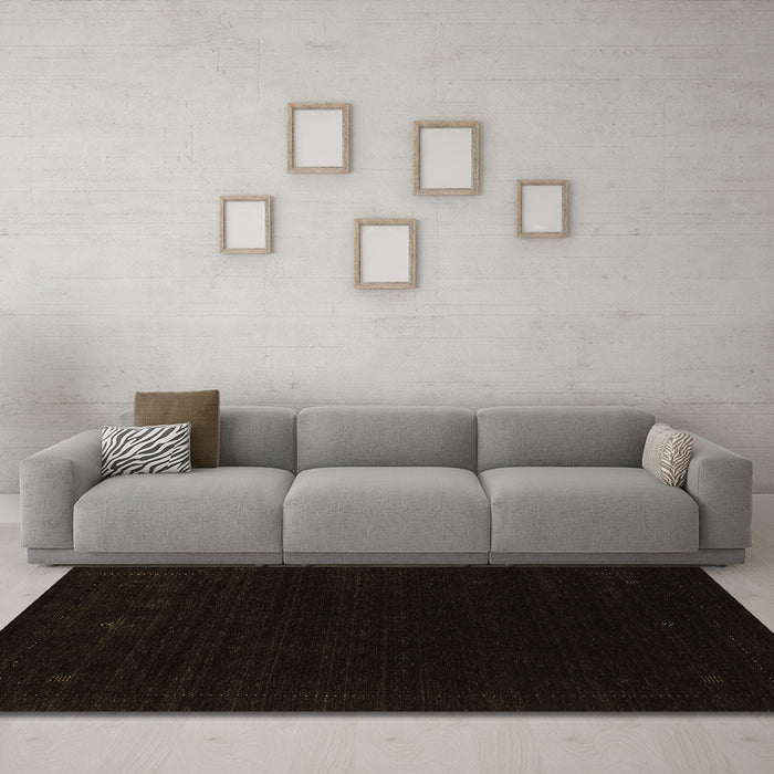 Machine Washable Abstract Brown Contemporary Rug in a Living Room,, wshcon2311brn