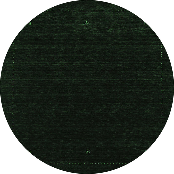 Round Machine Washable Abstract Emerald Green Contemporary Area Rugs, wshcon2311emgrn