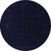 Round Abstract Blue Contemporary Rug, con2311blu