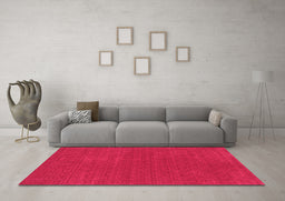 Machine Washable Abstract Pink Contemporary Rug in a Living Room, wshcon2312pnk