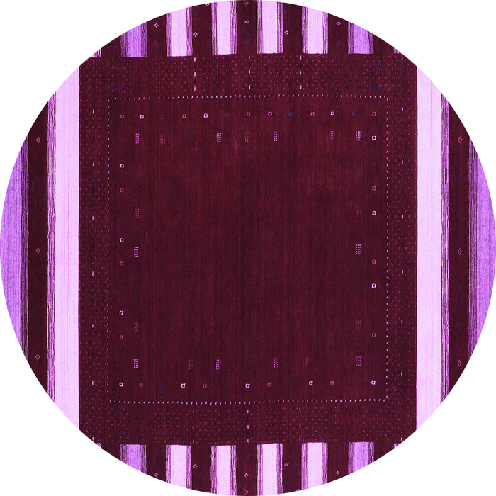 Round Machine Washable Abstract Purple Contemporary Area Rugs, wshcon2313pur