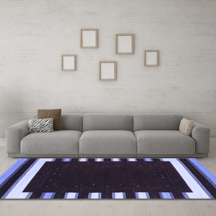 Machine Washable Abstract Blue Contemporary Rug in a Living Room, wshcon2313blu
