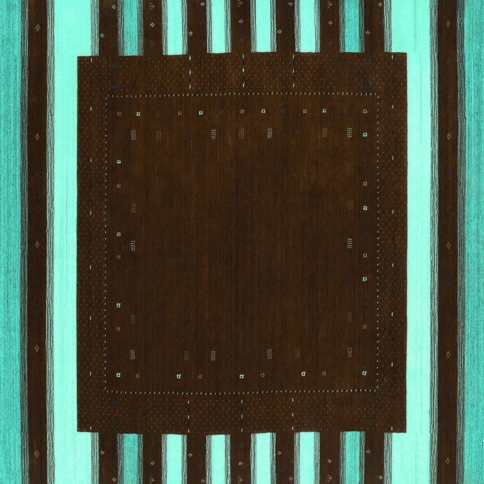 Square Machine Washable Abstract Turquoise Contemporary Area Rugs, wshcon2313turq