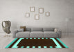 Machine Washable Abstract Turquoise Contemporary Area Rugs in a Living Room,, wshcon2313turq