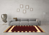 Machine Washable Abstract Brown Contemporary Rug, wshcon2313brn